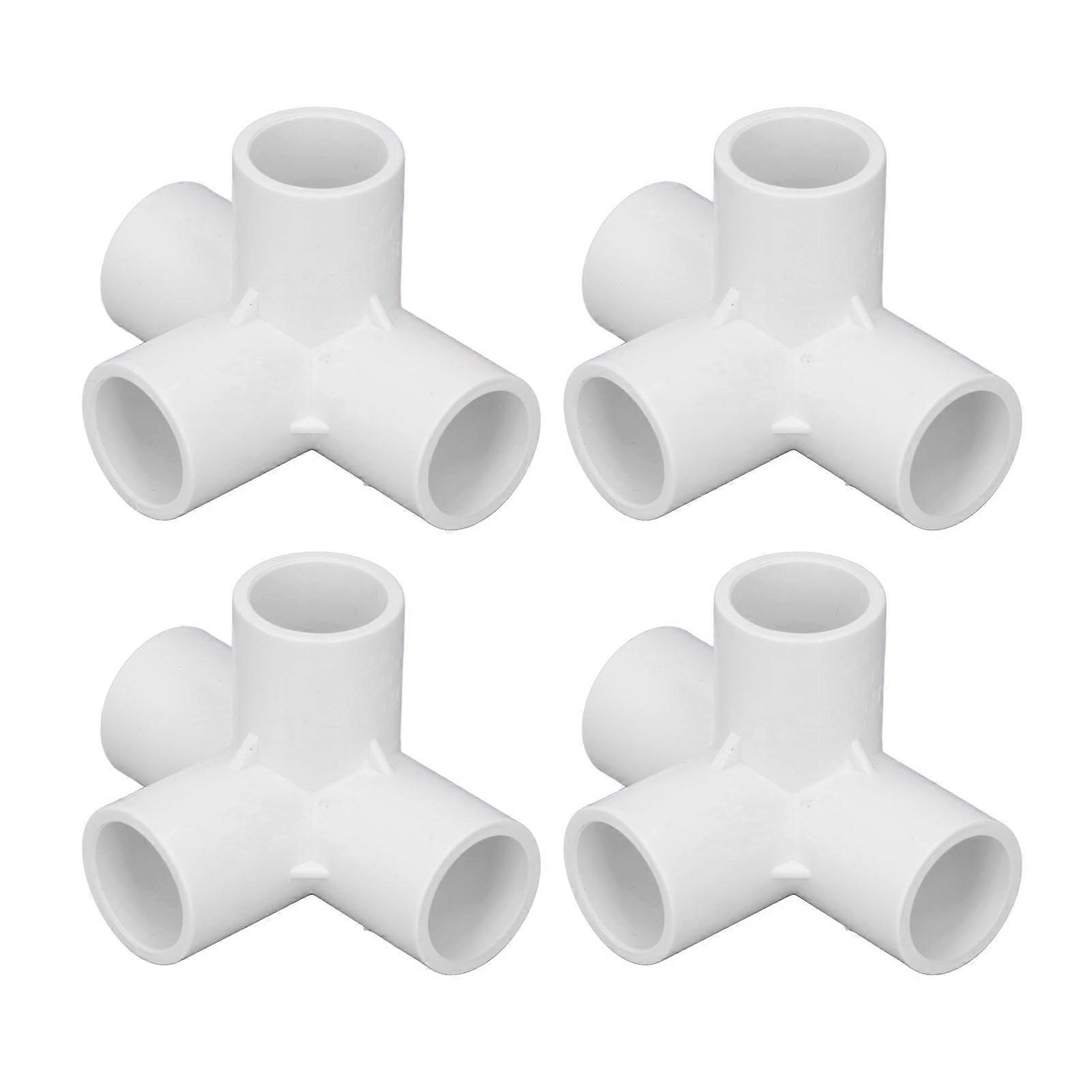 10PCS PVC 0.8in 4 Way Elbow Pipe Fitting Connectors White
