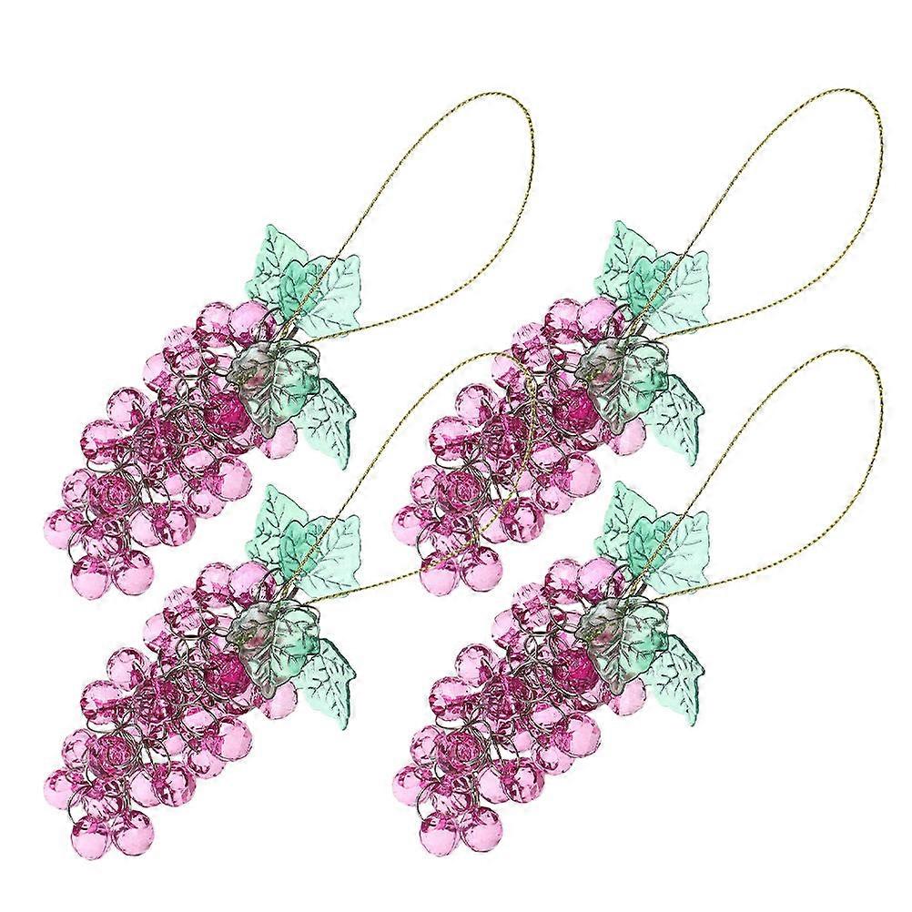 4PCS Artificial Acrylic Grape Cluster Ornaments, Lifelike Faux Grape Decor for Home, Events, Anniversary, Photo Props, Indoor Outdoor Use