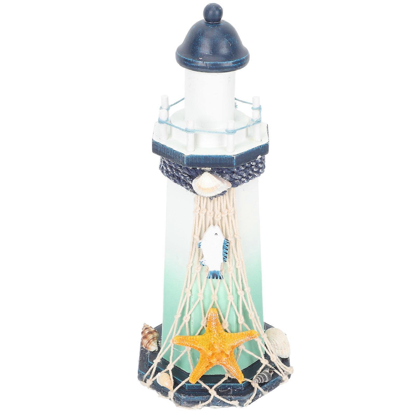 زخرفة منارة خشبية للديكور مجموعة متنوعة من الألوان موضوع البحرية الحجم الصغير