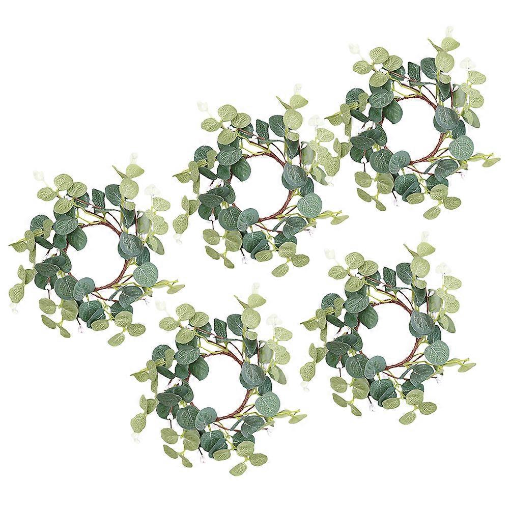 5pcs Simulated Eucalyptus Garland Decor Artificial Faux Wreath Candle Wreath Party Layout Prop