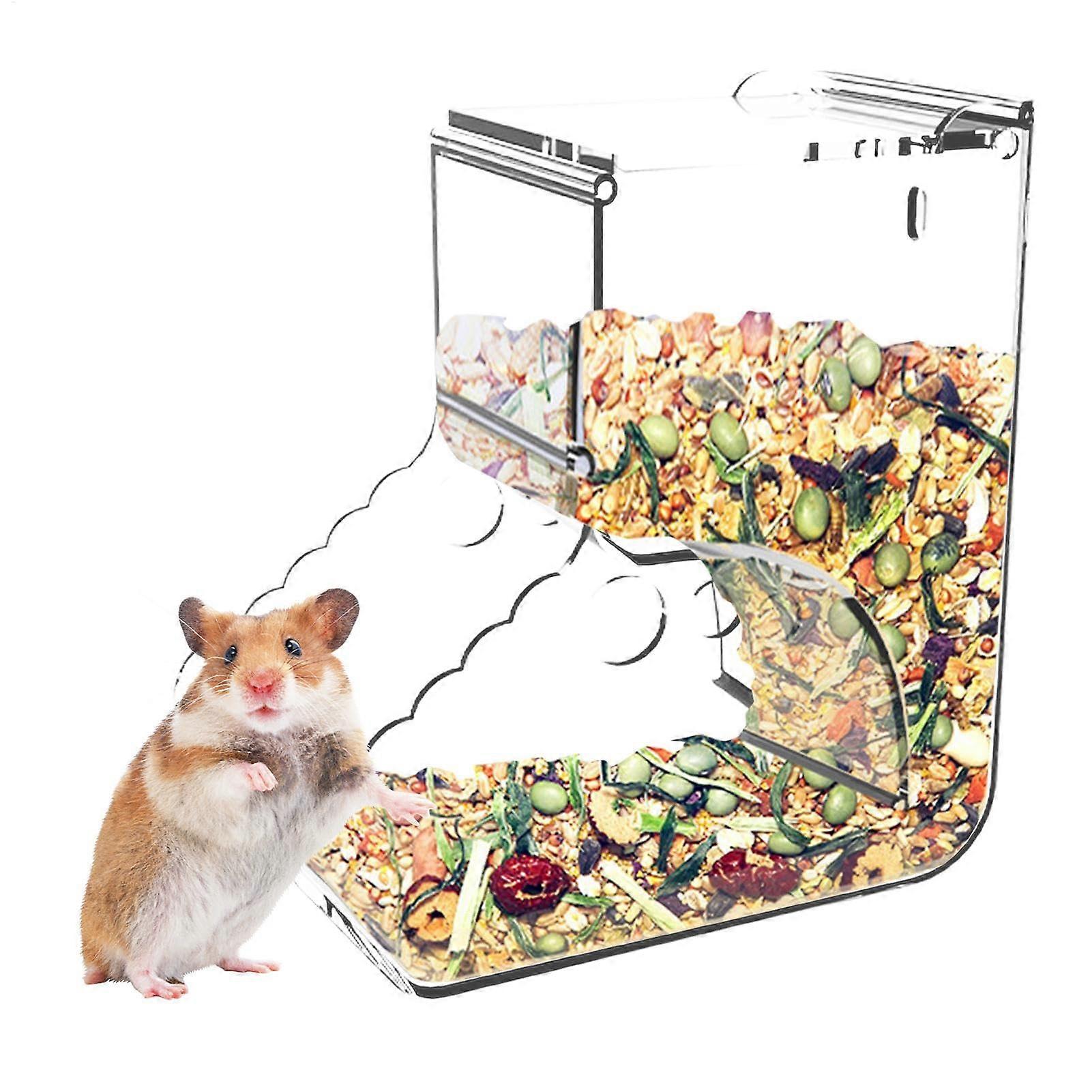Automatic Hamster Feeder with Clear Acrylic Design, Easy Install Bunny Food Storage for Hamsters, Rabbits, Ferrets, 1 Piece