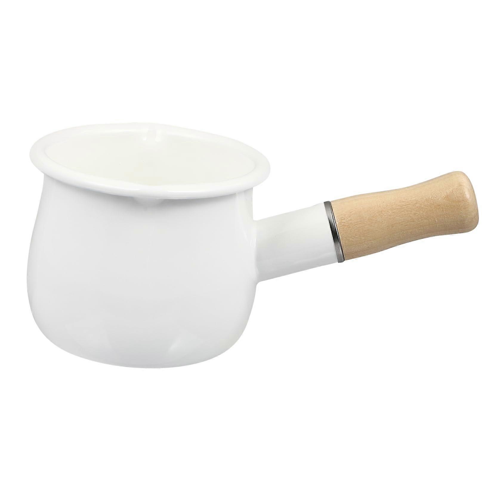 Smooth Small Ceramic Pot Household Enamel Soup Pot Sturdy Material Handle Fast Heat Conduction White