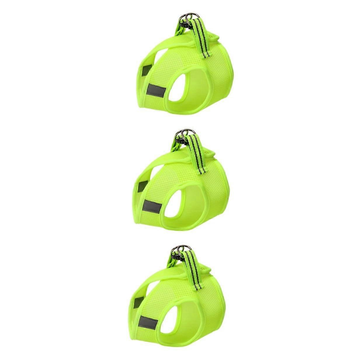 Pet Harness Pack of 3, Adjustable Cat and Dog Harness for Small Pets, Warning Vest, Green, Chest Strap, Durable Design