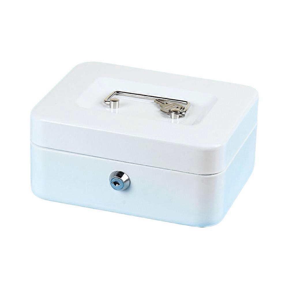 Lockable Cash Box with Double Layer Design for Indoor Use for Kids and Adults in White Color with Sturdy Handle - 1Pcs