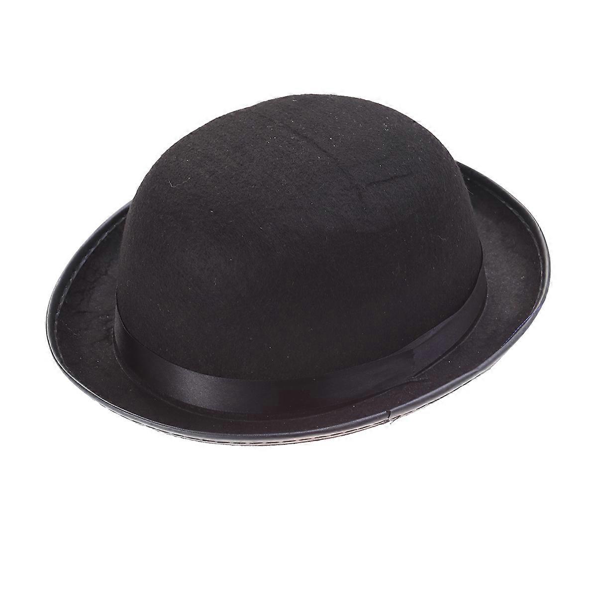 2 Pcs Felt Black Sideband Round Roof Hat for Boys   Gentleman Style Performance Accessory for Parties and Shows