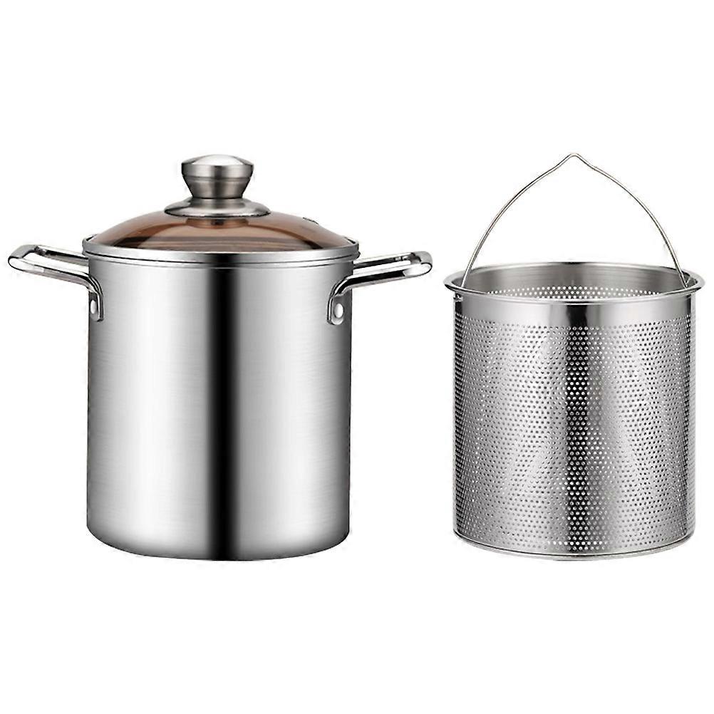 Deep Fry Pot Set With Cylindrical Design And Rust-Proof Materials Perfect For Kitchen Use 21.5X15.5X15.5CM 1 Set