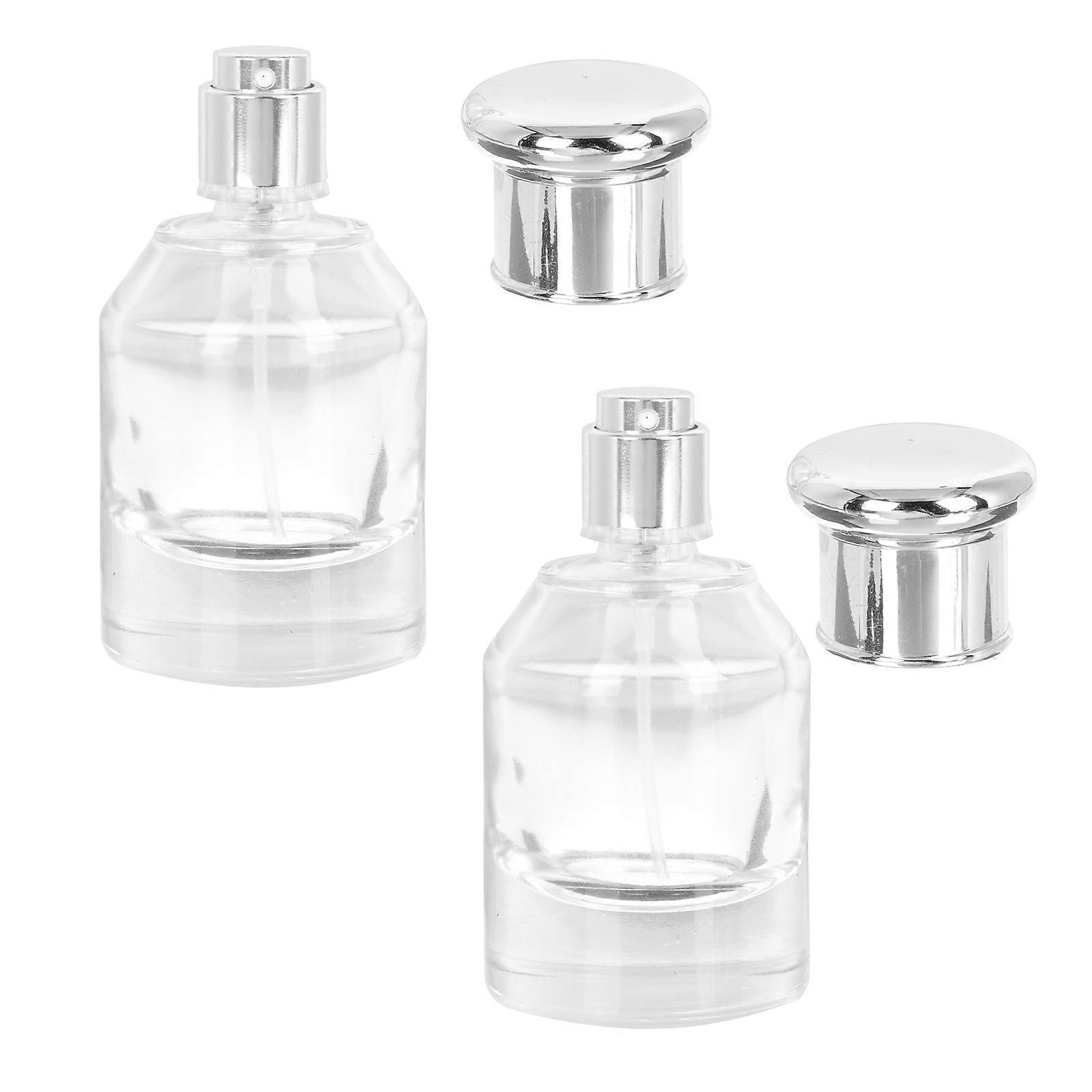 Compact Leak-Proof Perfume Spray Bottles 2Pack For Everyday Use And Traveling 30ml Silver Glass Construction
