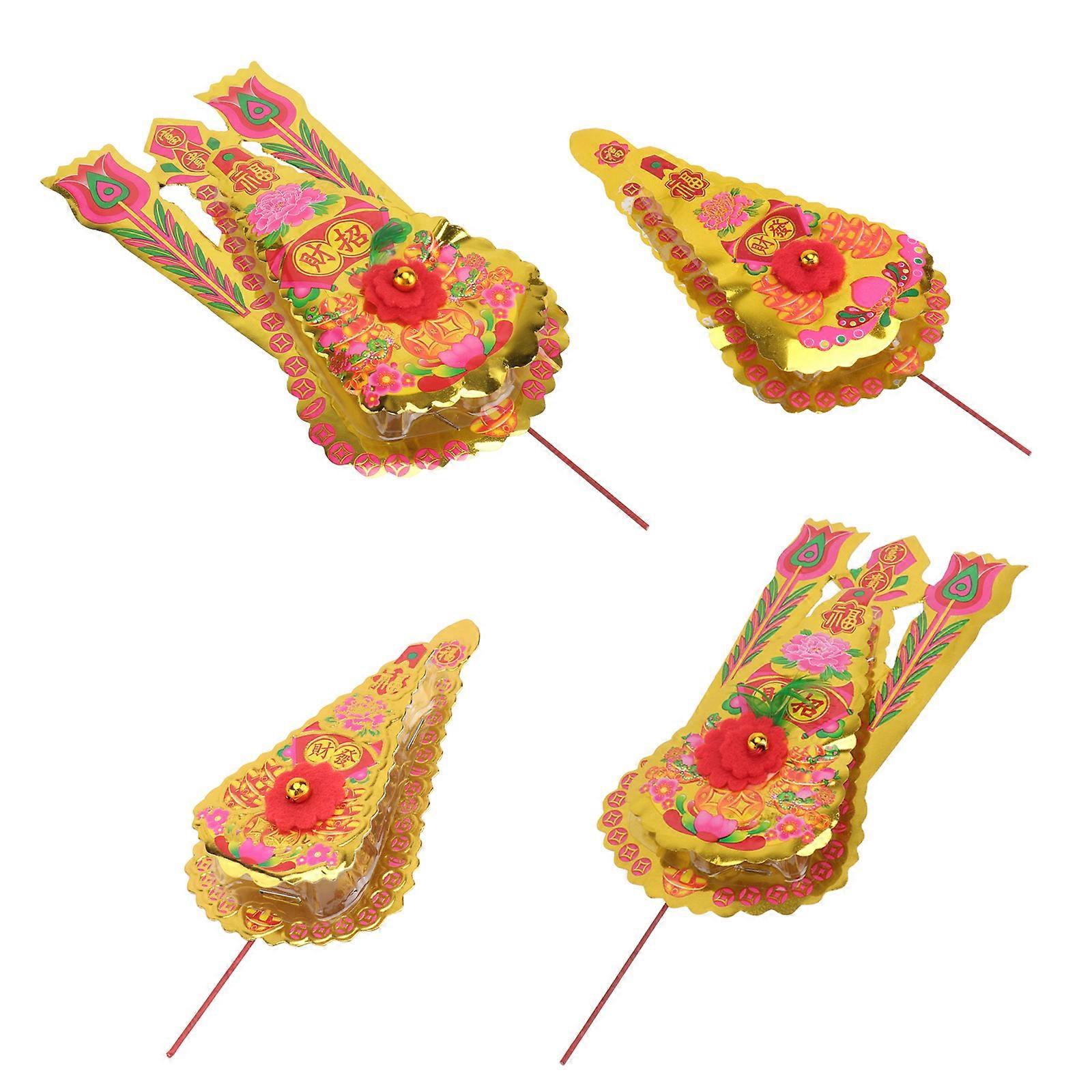 4Pcs Flower Shape Censer Fortune Flower For Religious Ceremony Multi Color Fabricated With Wax Paper And Bamboo