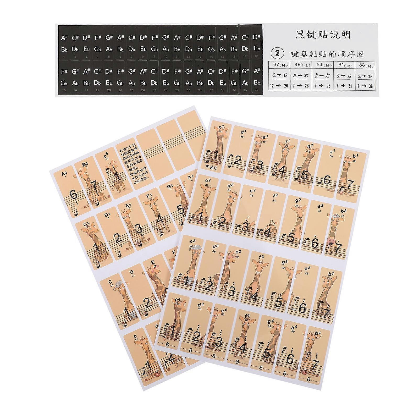 Piano Training Stickers Professional Design For Piano Practice Yellow Easy To Stick And Remove 1 Set