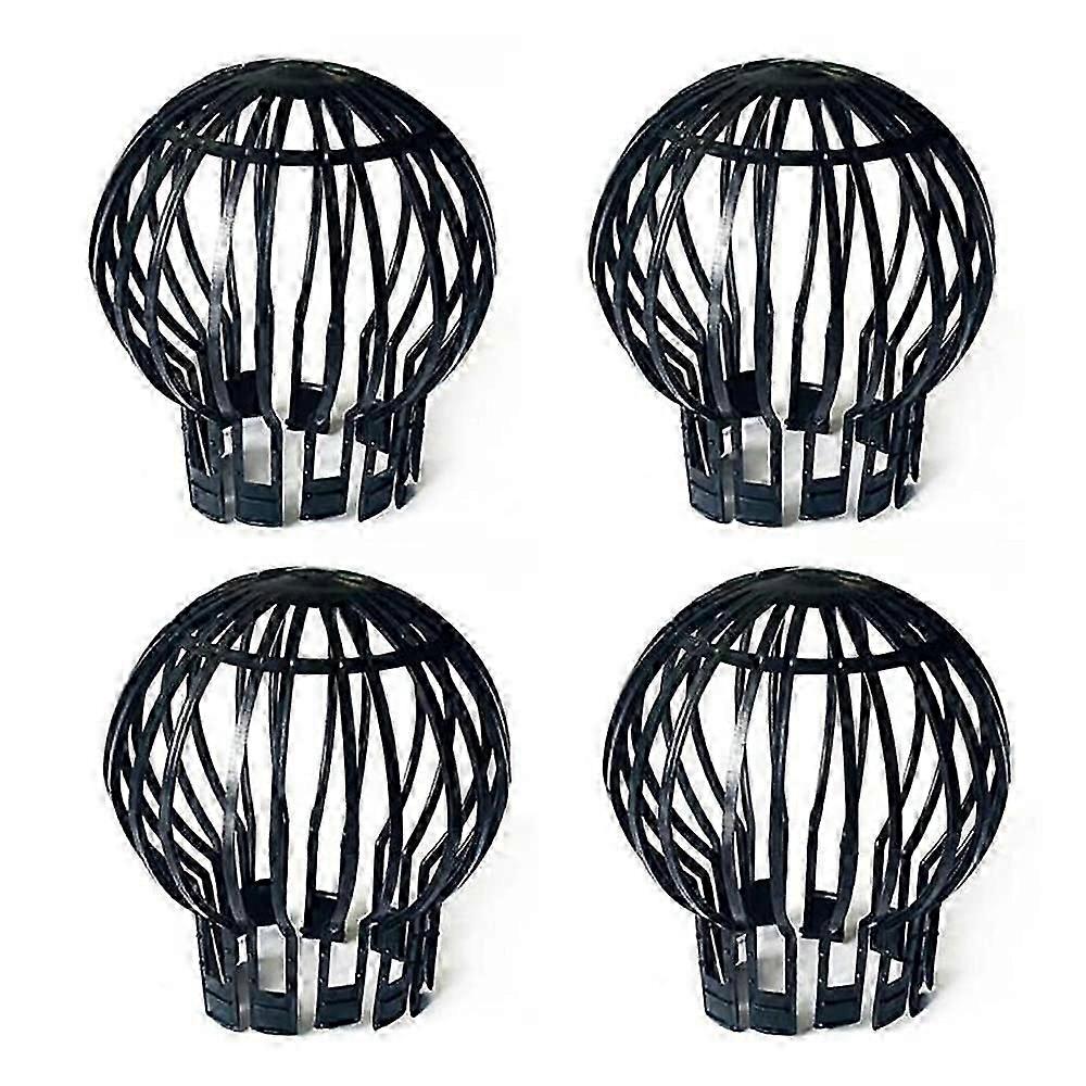 4Piece Black Downpipe Protector Set, Gutter Mounting, Plastic Mesh Basket, Leaf Gutter Guard, Downpipe Cover, 4.9Inch Diameter, Polypropylene.