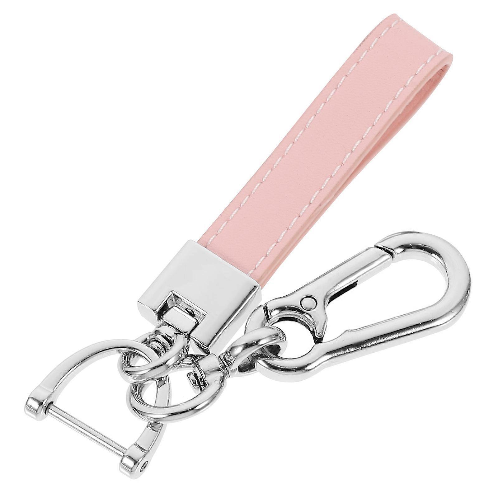 Pink Key Holder Made of Zinc Alloy and Cowhide for Decoration Practical and Durable 1 Set