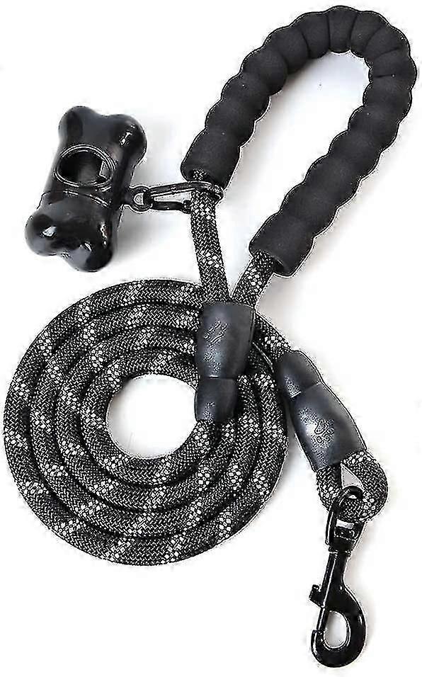 For High Quality Black Reflective Strong Adjustable Nylon Dog Leash 150cm for Large or Medium Dogs