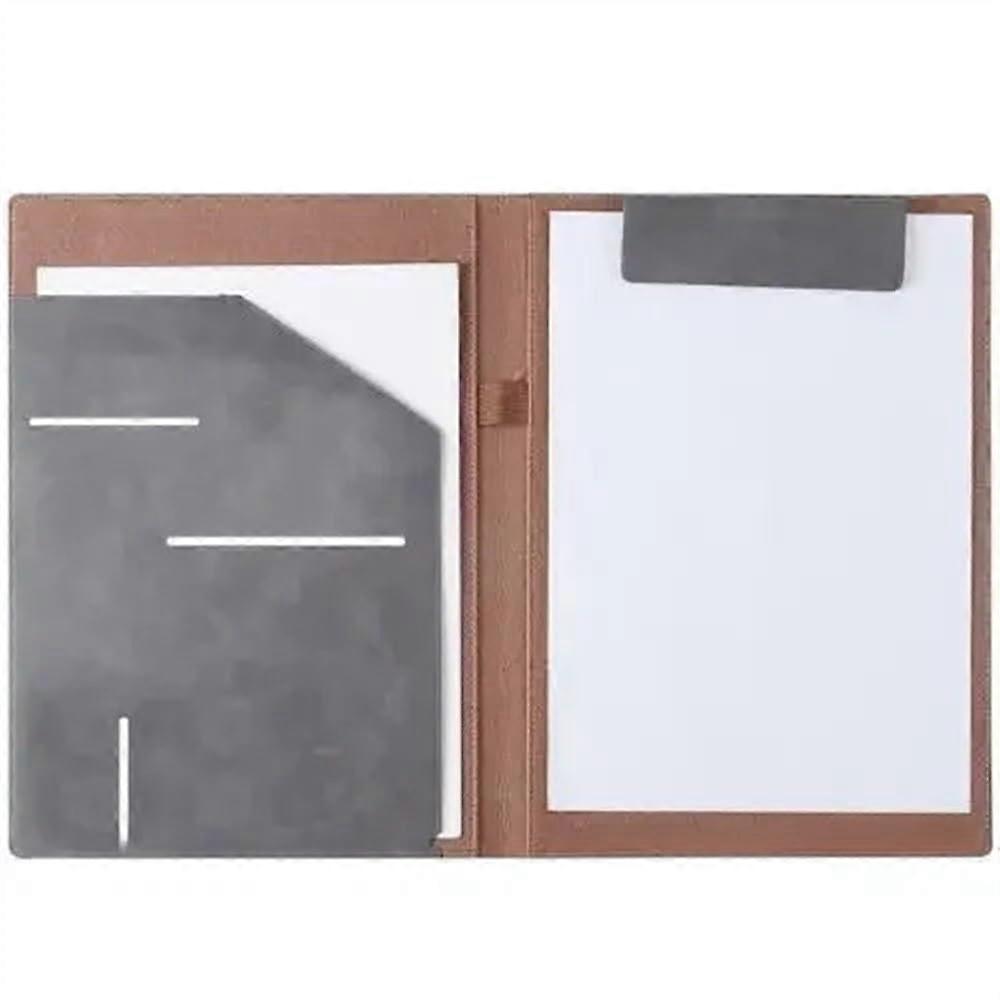 A4 Leather Office Folder for Bills, Document Storage, Convenient for Business Trips, Hotel Notes, ToDo Lists, Plastic Folders (Gray)