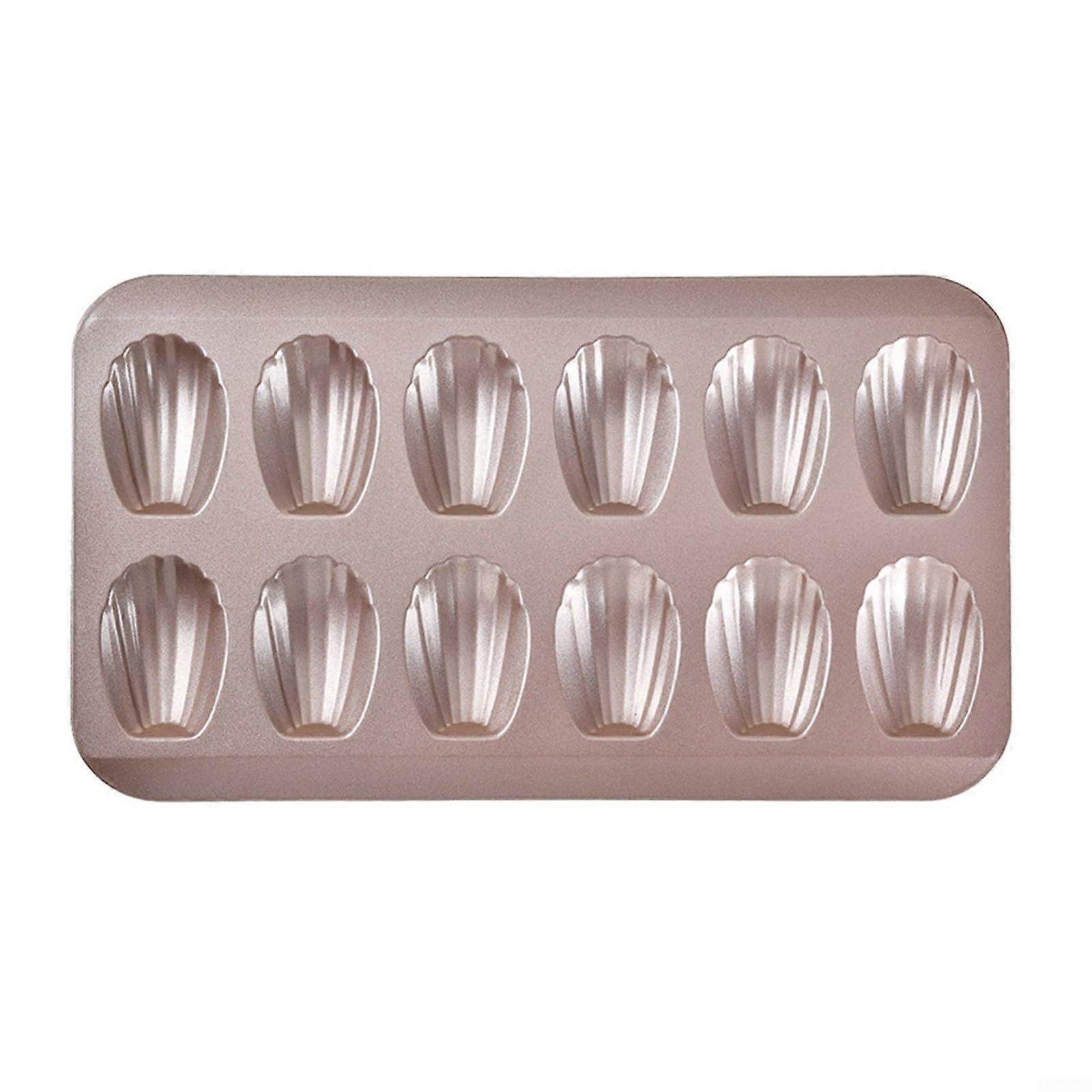 Create Stunning Desserts Effortlessly with This Nonstick 12 Cavity Stainless Steel Cake Shell Pan (Gold)