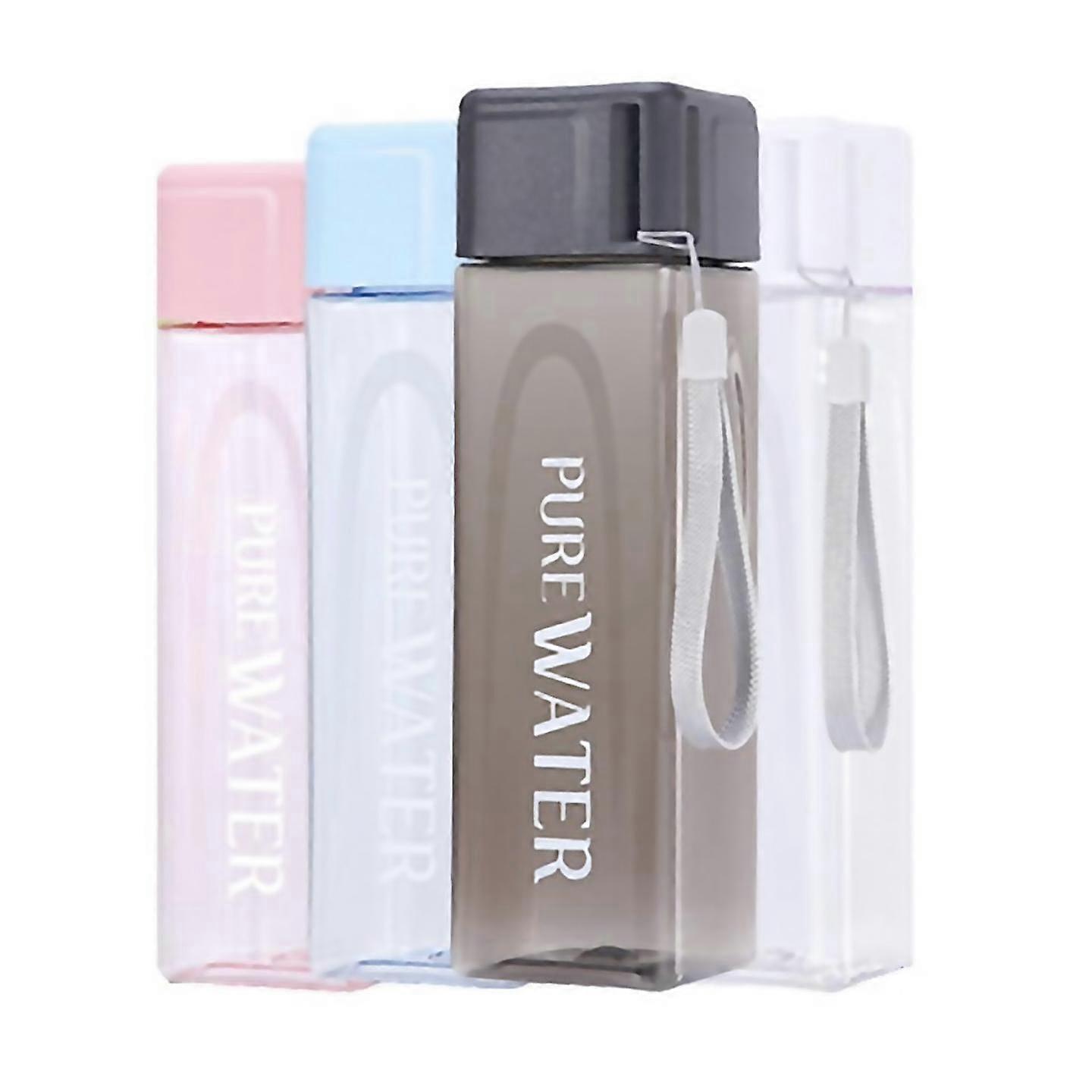 Pour 4pcs Verre à boire carré transparent dans une bouteille d’eau portable en plastique