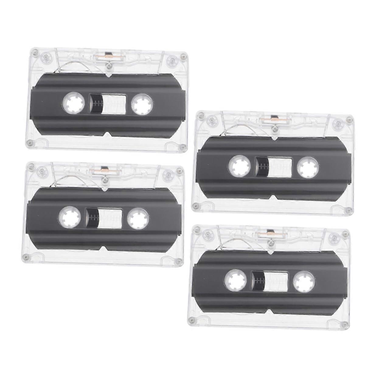 4 Pieces Blank Audio Cassettes Empty Audio Cassettes Output Time: 90 Minutes Clear Cassette Case Plastic