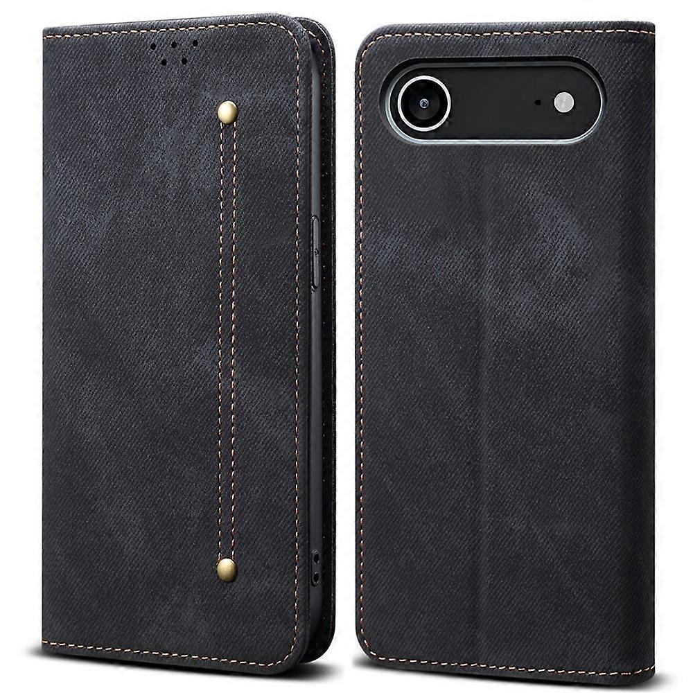 Compatible For iPhone 17 Air Case Jeans Cloth Texture Anti-Scratch Leather Stand Phone Cover