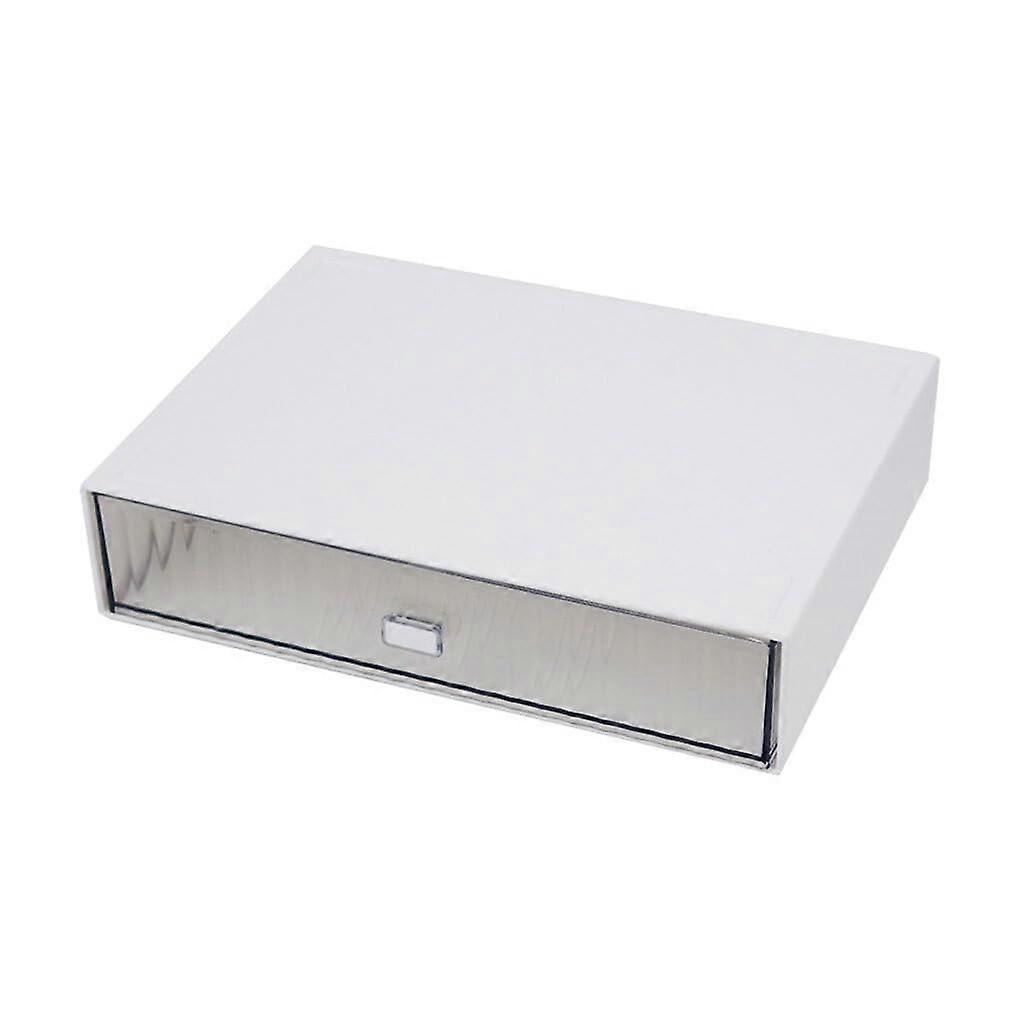 Stackable Jewelry Storage Box – White Plastic Organizer with Smooth Lines, 1 Drawer for Office Supplies and Cosmetics