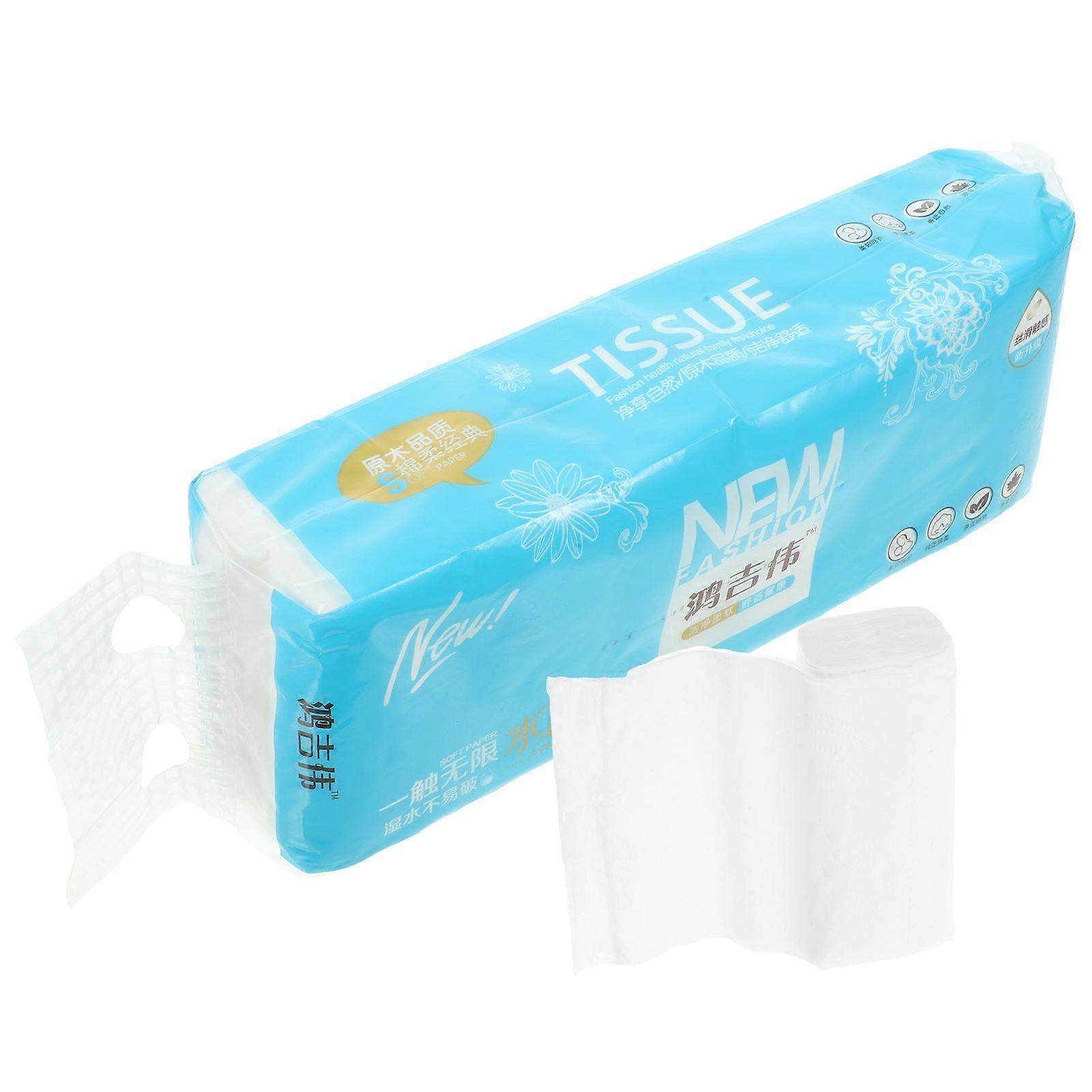 12 Rolls Coreless Toilet Paper 5-layer Roll Paper Bathroom Tissue for Home Office Hotel