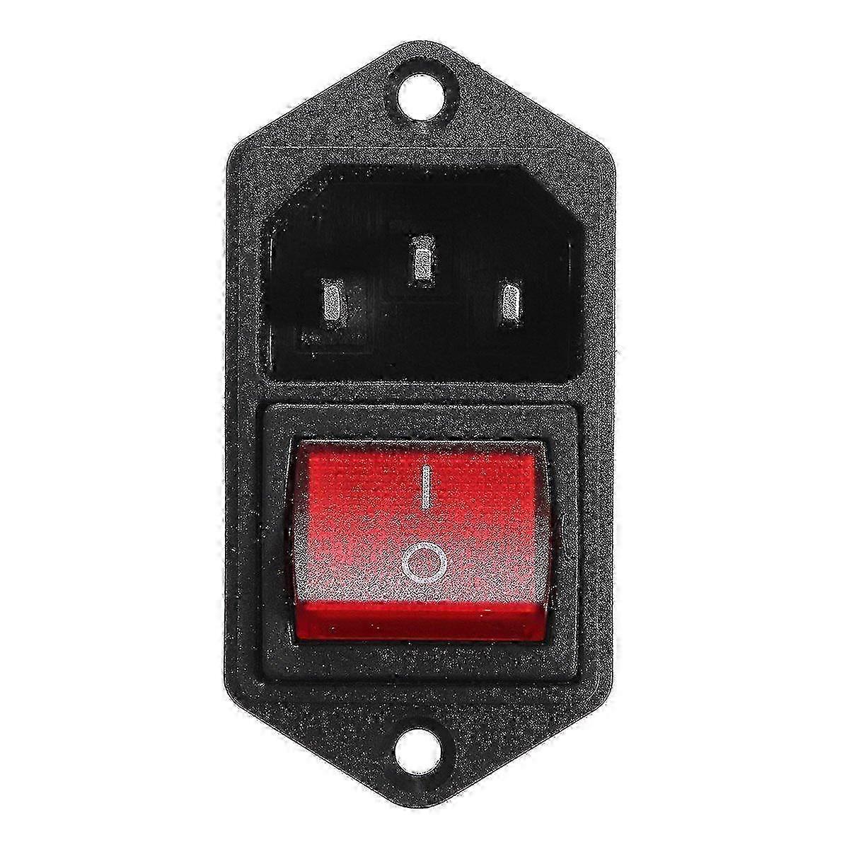 1PC Red 10A 250V 3-Pin IEC320 C14 Male Power Socket Inlet Module with Fuse and Switch