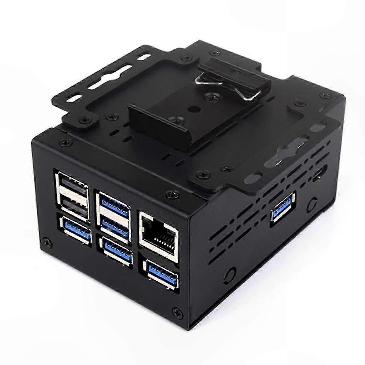 Industrial Case for Raspberry Pi 5 with Active Cooling and PCIe/PoE HAT Support - Spacious Design
