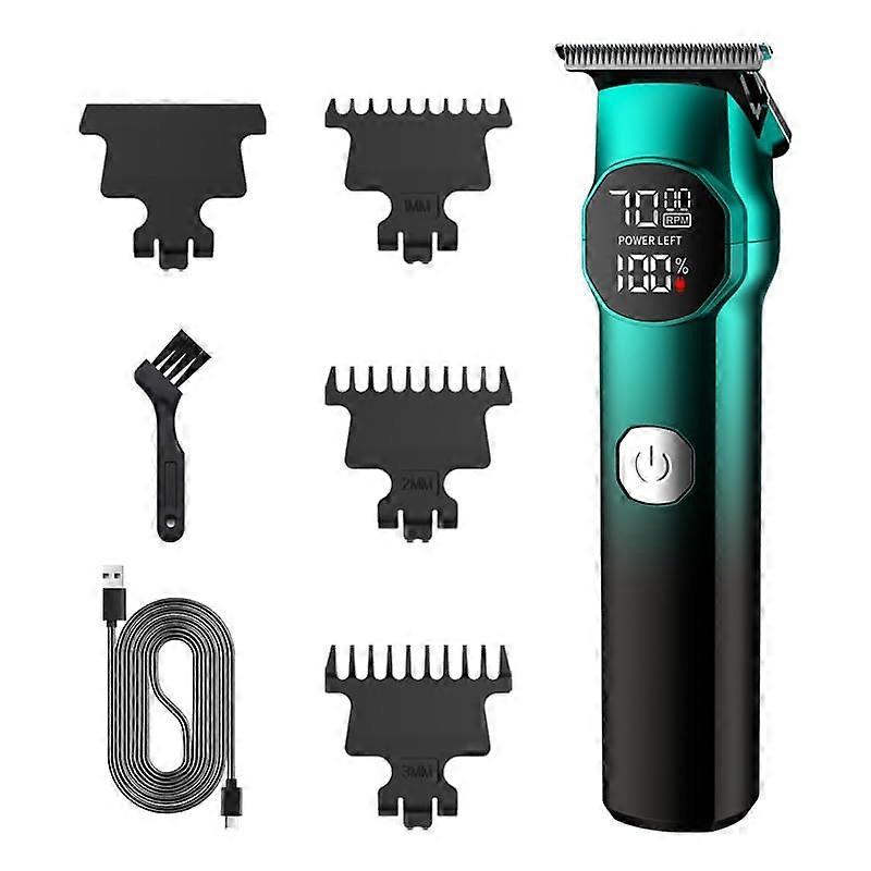 Professional Cordless Hair Clipper for Men, Upgraded Rechargeable with Intelligent Power Display, Long Battery Life, Green Color