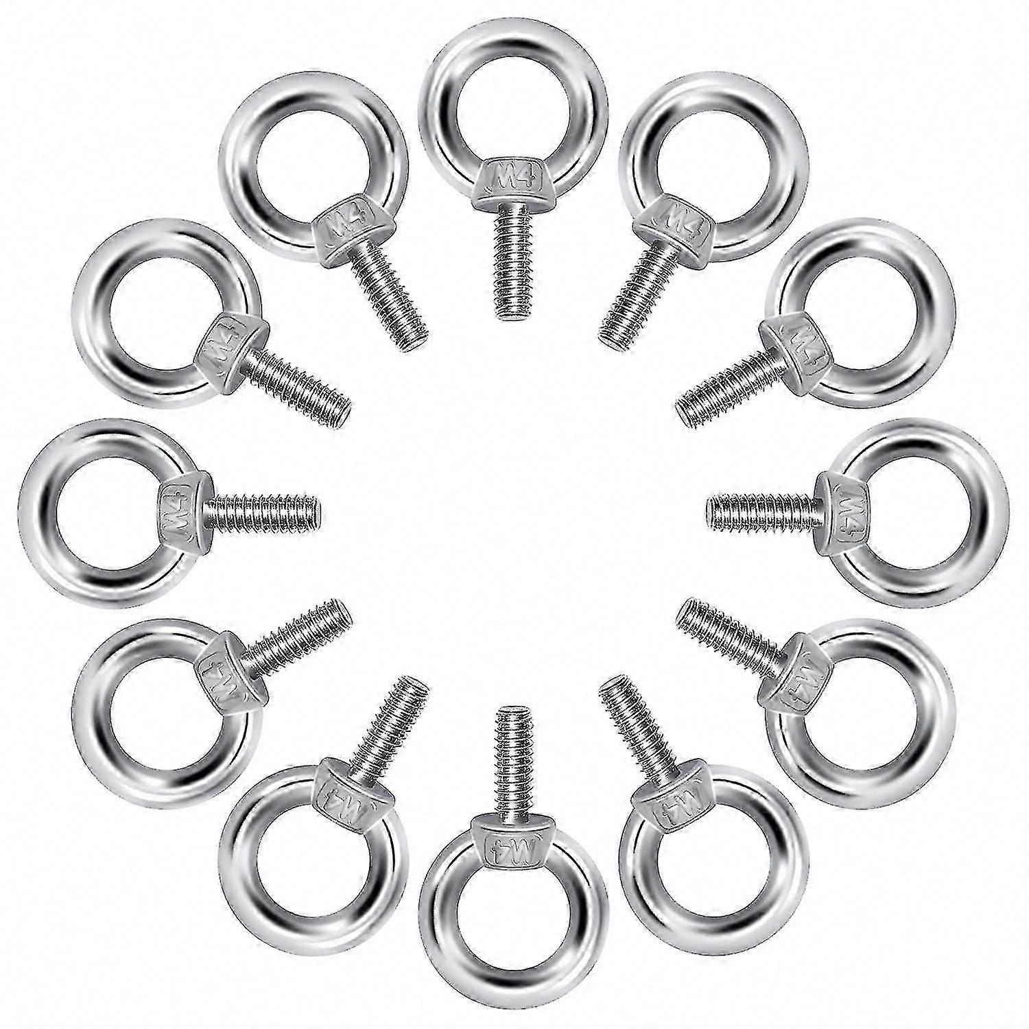 M4 مسامير العين 304 حلقات رفع الفولاذ المقاوم للصدأ لربط حبل ملزمة DIY 12 قطعة