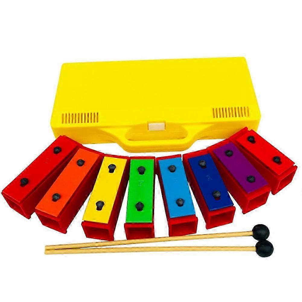 Improved Quality Chromatic Xylophone with Resonator - Yellow Case for 8 Notes Glockenspiel