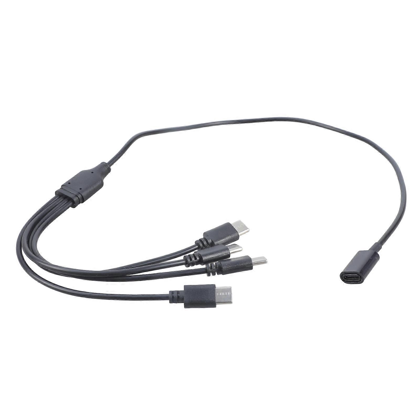 USB C Female to Male Splitter Charging Cable Multi Device Support 5V 3A Output Plastic Housing Compact 50cm Length Multicolor