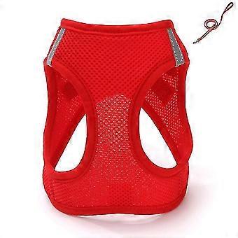 Xs 23-28cm Red Breathable Pet Traction Vest With Leash For Small Do...