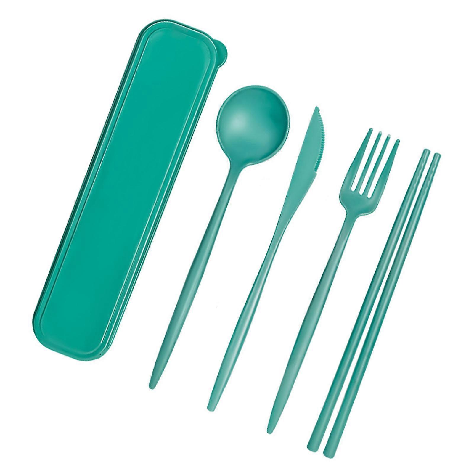 Portable Eco-Friendly Cutlery Set w/ Fork Spoon Chopsticks Case