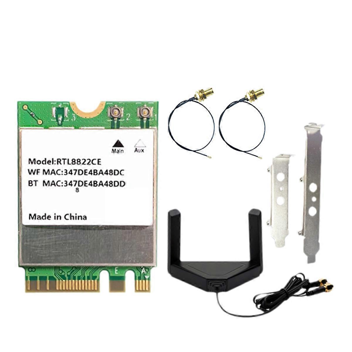 RTL8822CE WiFi Card 1200Mbps Dual Band 2.4G/5G M.2 Interface Bluetooth 5.1 with Magnetic Antennas for 10/11