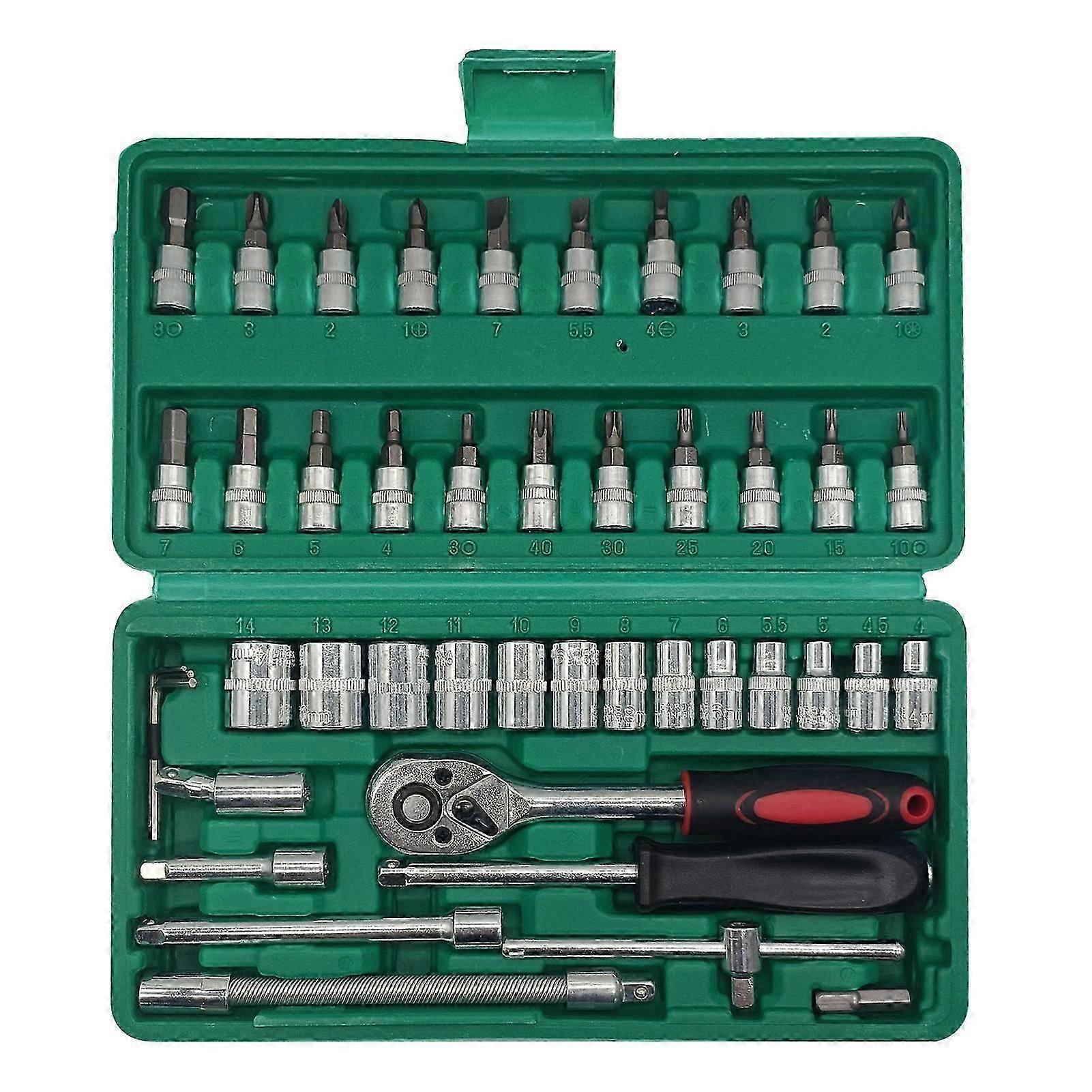 ratchet wrench tool kit 1/4 inch 46pcs with bit sockets