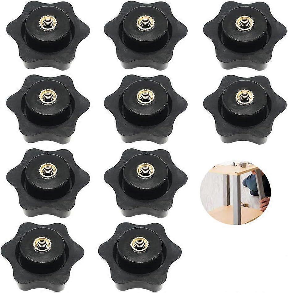 M8 star knobs, knurled knob with internal thread, black plastic handle clamp