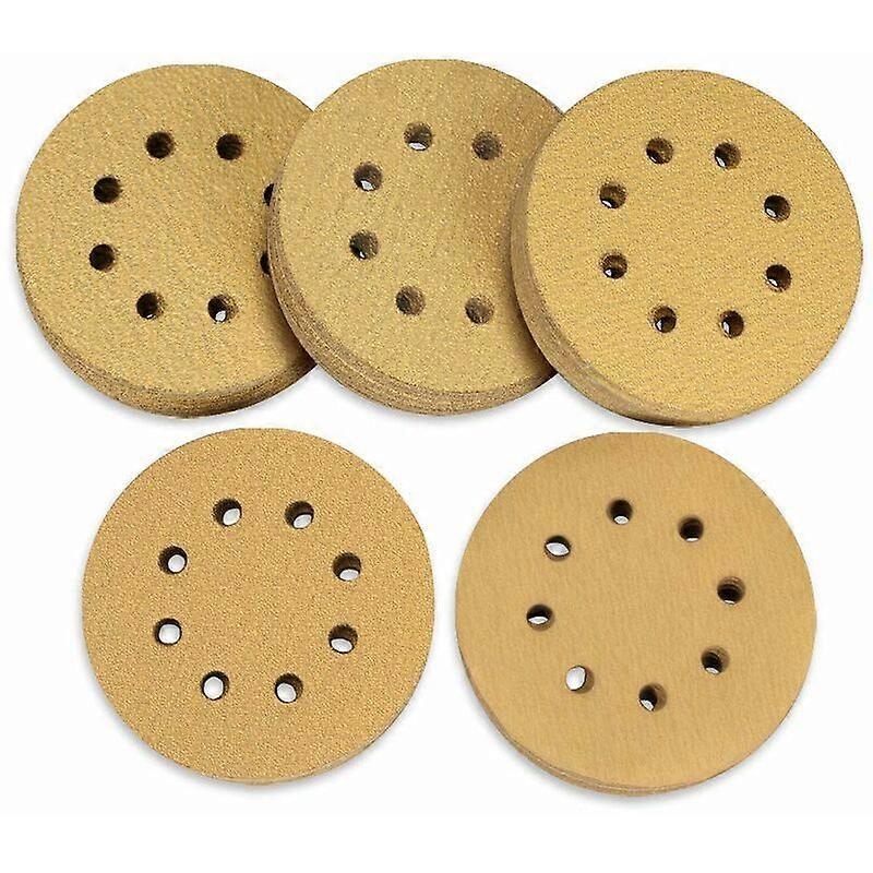 Pack of 25 Sanding Discs, 125 mm, 8 Holes Assorted Grits for Random Orbital