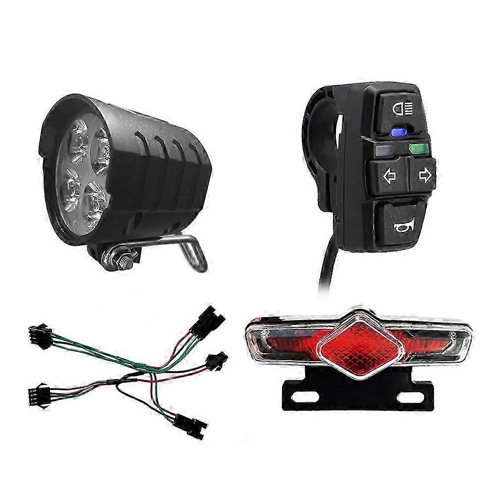 Bike Front and Ebike Rear Light Set Input 36V 48V 52V 60V with DK336 Light Horn Turning Switch E-Bi