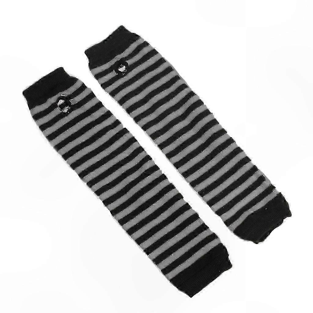 Half Finger Knitted Gloves with UV Protection and Stripe Pattern for Women Warm Arm Sleeves in Rose Red Design