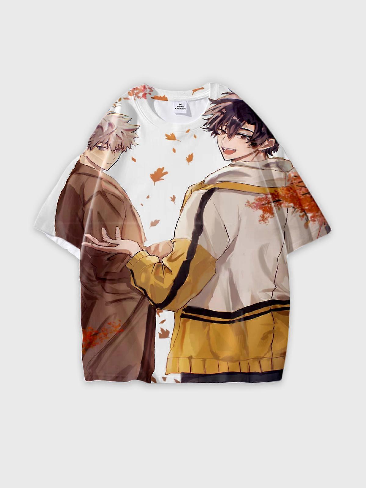 T-Shirt Round Neck, Loose Short Sleeve Link Click Graphic Tee, Unisex Summer Casual Top W790