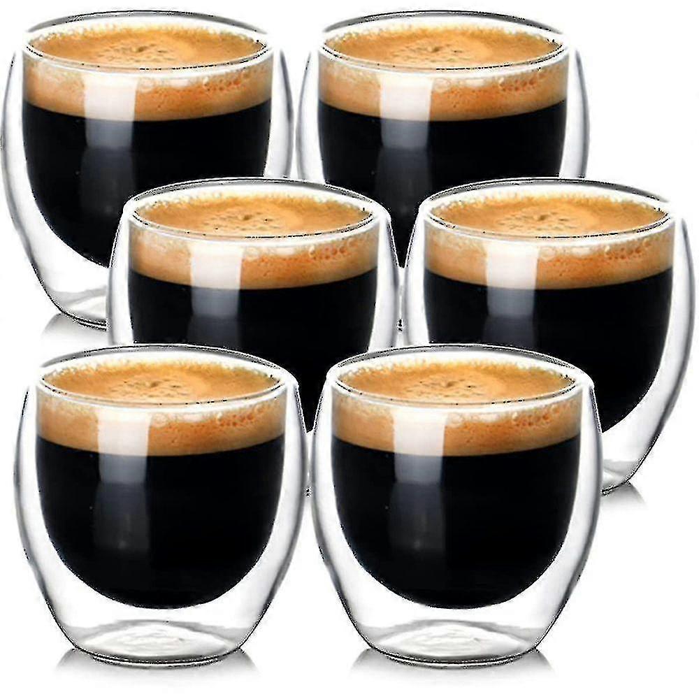 Tasses à café en verre isolé à double paroi 6pc ensemble de tasses à thé transparentes