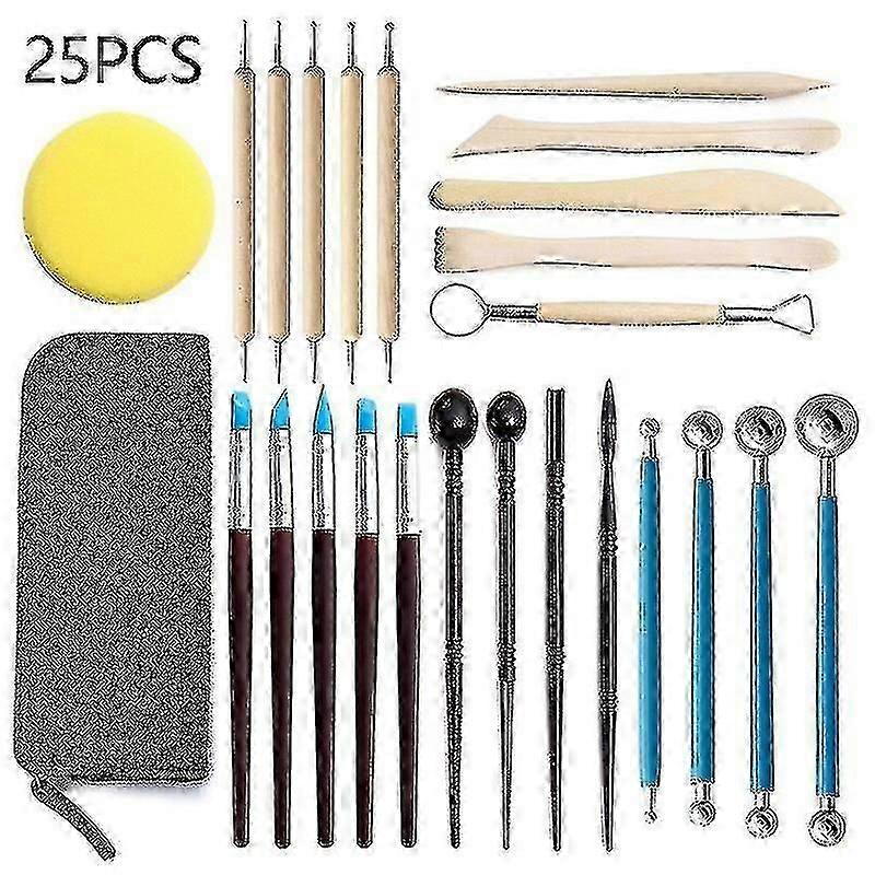 45pcs Polymer Clay Sculpting Tools Kit for Pottery, Ceramics & Modeling with Wooden Dotting Set