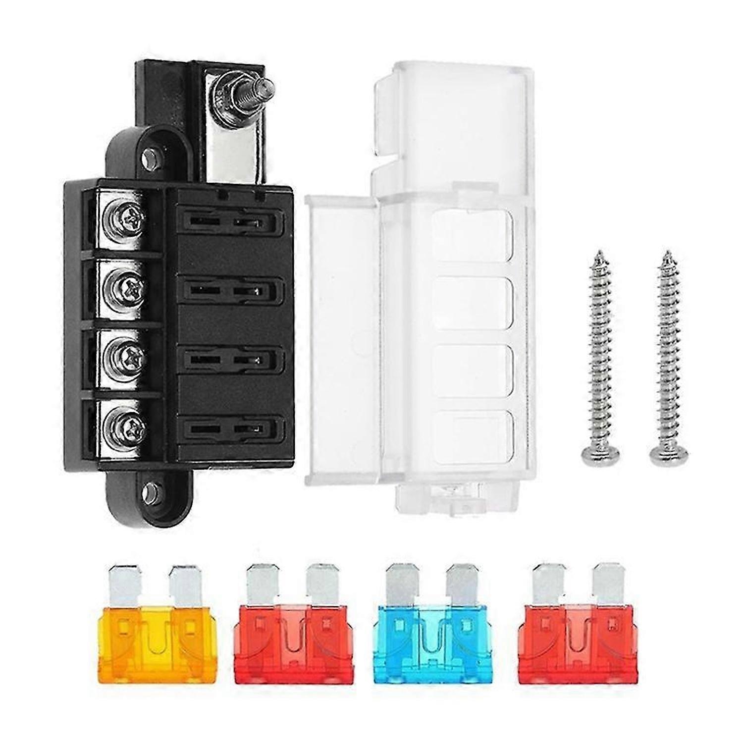 4 Circuit Fuse Block for Blade 5045 with Cover for Marine