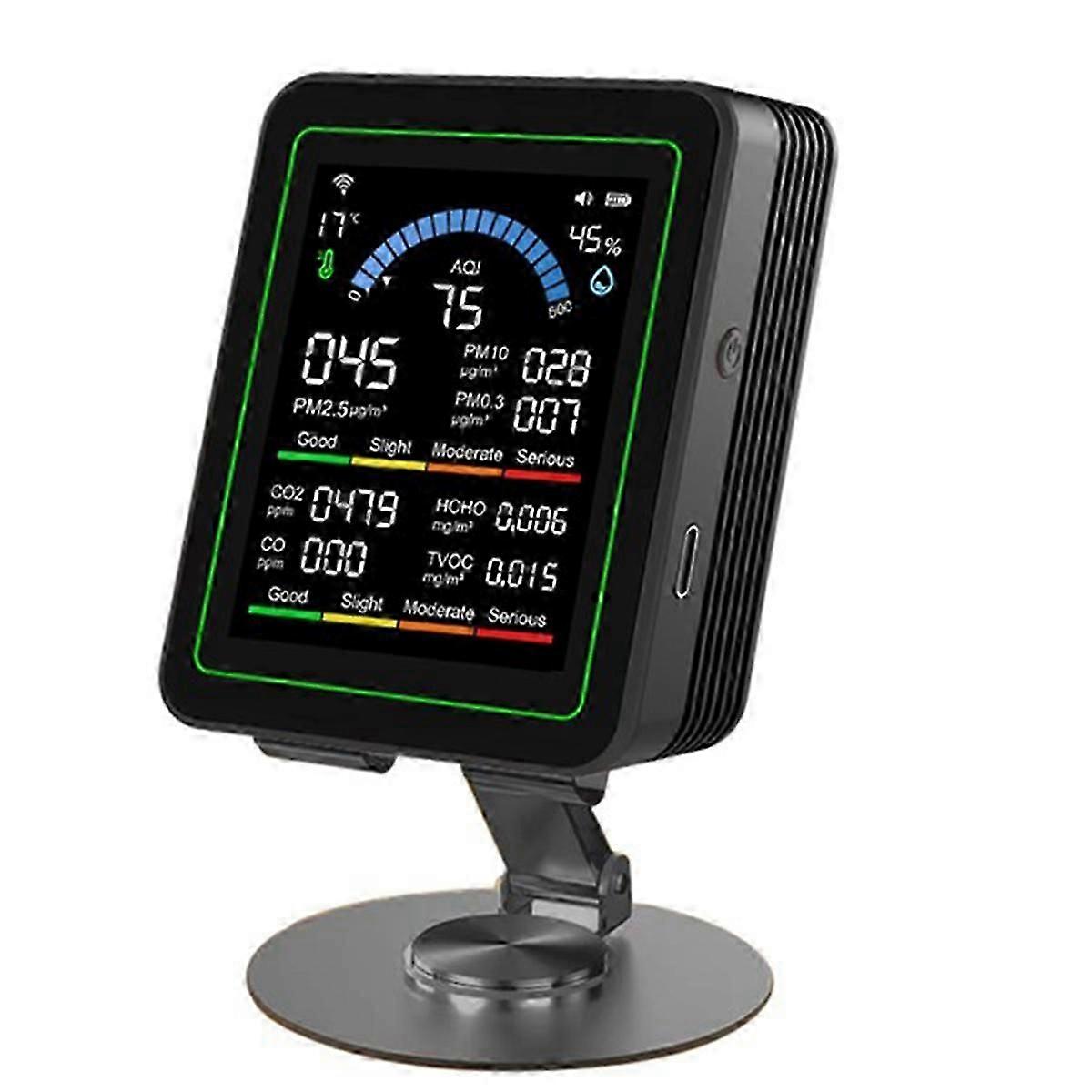 Tuya WiFi 10-in-1 Air Quality Monitor Formaldehyde Temperature Humidity Tester CO 2 Detector with B