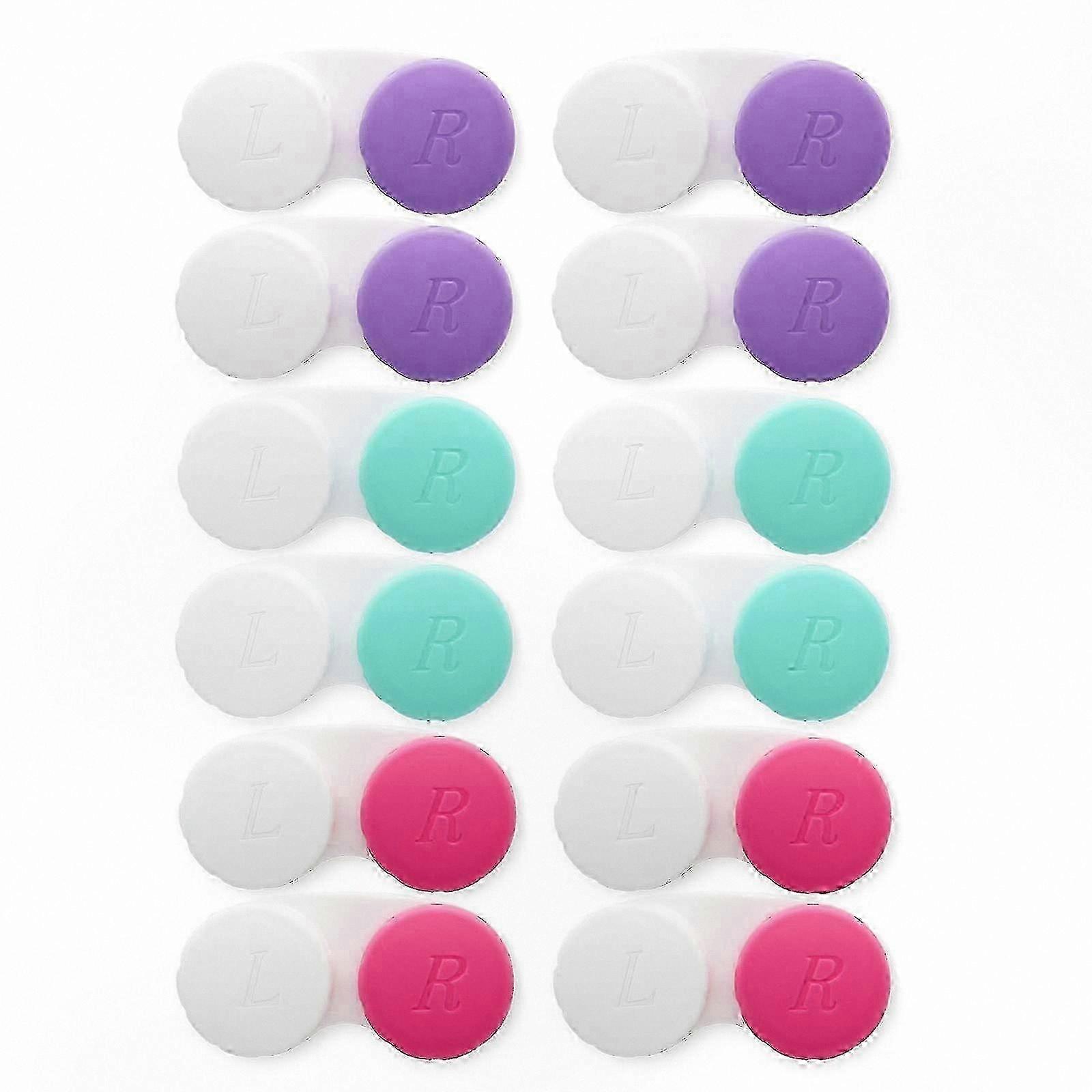 12-Pack Contact Lens Cases, Colorful Portable Storage for Left/Right Eyes, Bulk Soaking Kit with Lens Holder Containers