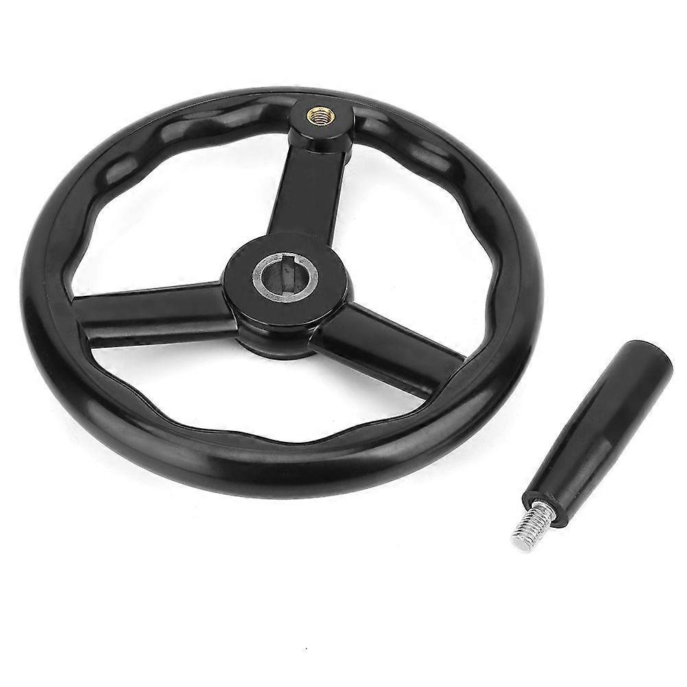 250*22mm Black Anti slip Bakelite 3 Spoked Lathe Handwheel with Handle for Machine Tool