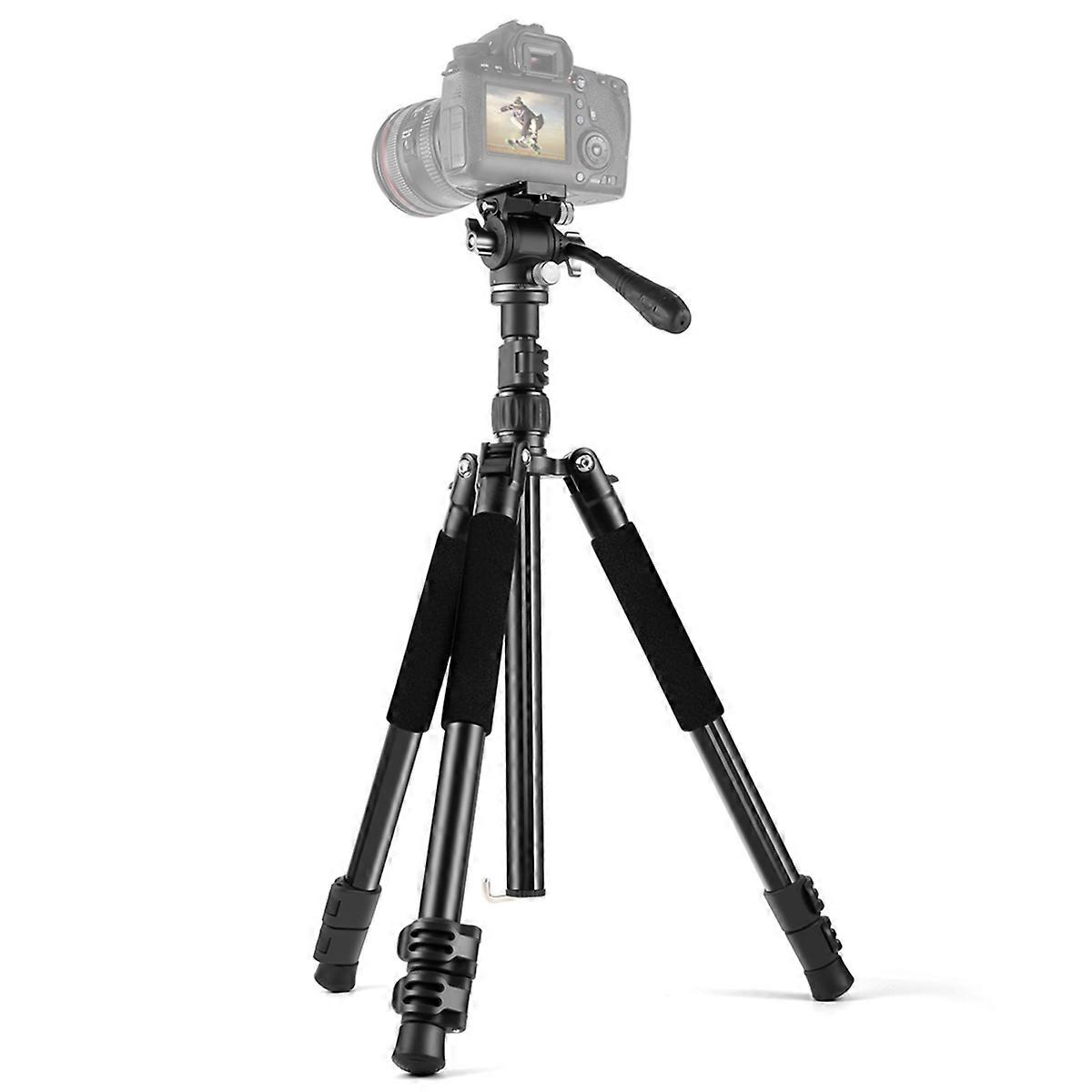 1.6m Reverse-Folding Professional Video Tripod with Fluid Drag Head for Outdoor Activities