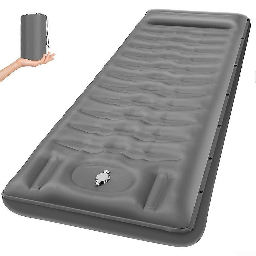 Moistureproof Sleeping Pad Thickened Camping Mat Kit Quick Inflation For Hiking And Camping Gray