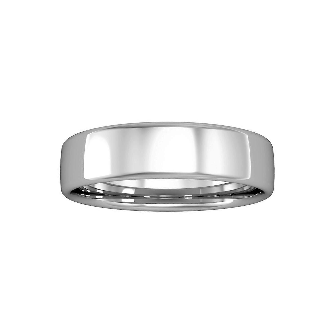 Jewelco London 9ct White Gold - 5mm Essential Bombe Court-Shaped Band Commitment / Wedding Ring