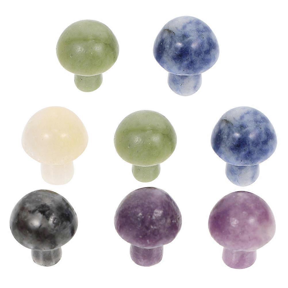 Gemstone Mushroom Sculptures Mushroom Figurines for Decoration 8Pcs