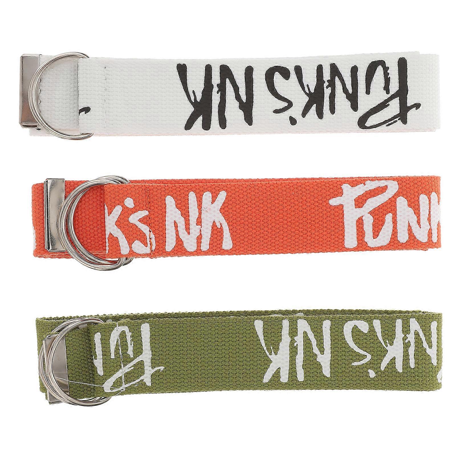 Printed Waist Belt Double Loop Buckle for Decoration 3Pcs Canvas