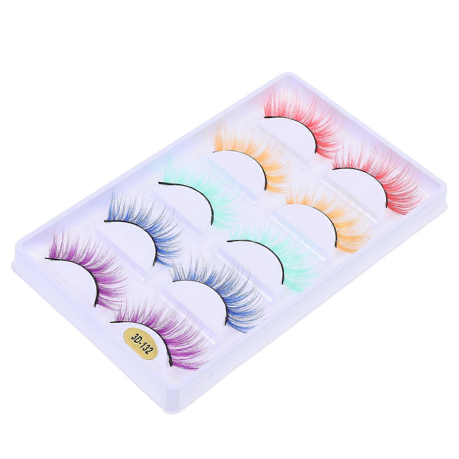 3D Fake Eyelash Fiber Eyelashes for Stage Performance 5Pairs